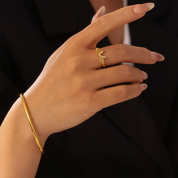 Wholesale Bow Style Stainless Steel Ring Bracelet Pvd Plated Gold Jewelry
