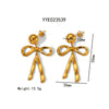 Wholesale Bowknot Earrings Stainless Steel With Bow Pattern 18K Gold Vacuum Electroplated For Women