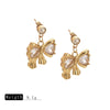 Wholesale Bowshaped Zircon Stainless Steel Electroplated Earrings For Women
