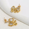 Wholesale Bowshaped Zircon Stainless Steel Electroplated Earrings For Women