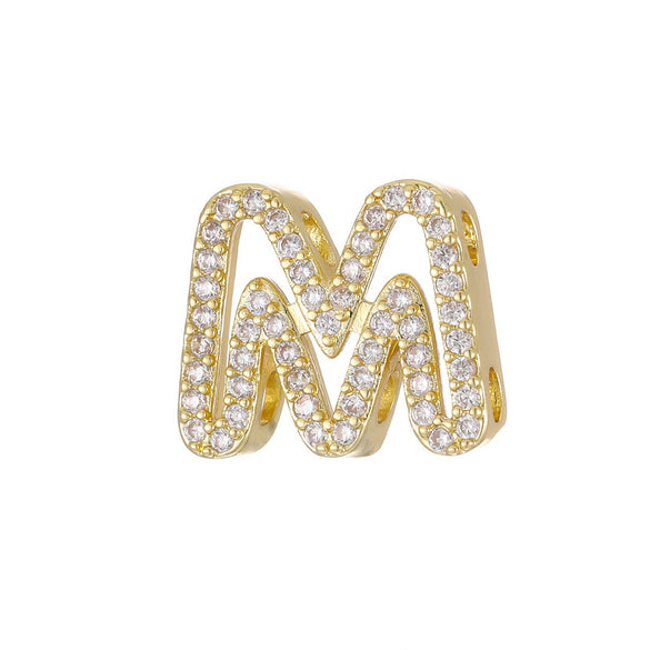 Wholesale Bracelet Accessories Copper 18K Gold Plated Fashion Letters Numbers Text Beaded