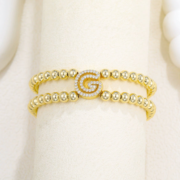 Wholesale Bracelet Accessories Copper 18K Gold Plated Fashion Letters Numbers Text Beaded