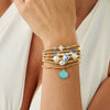 Wholesale Bracelet Alloy Retro Geometric Style Electroplating Imitation Pearl Beaded Metal Cross Pendant