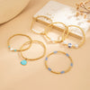 Wholesale Bracelet Alloy Retro Geometric Style Electroplating Imitation Pearl Beaded Metal Cross Pendant