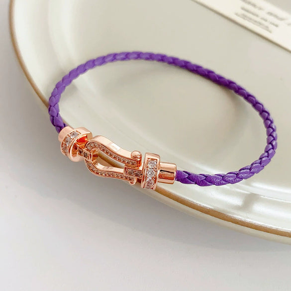 Wholesale Bracelet Artificial Leather Geometric Zirconia Horseshoe Buckle Retro Highend Fashion