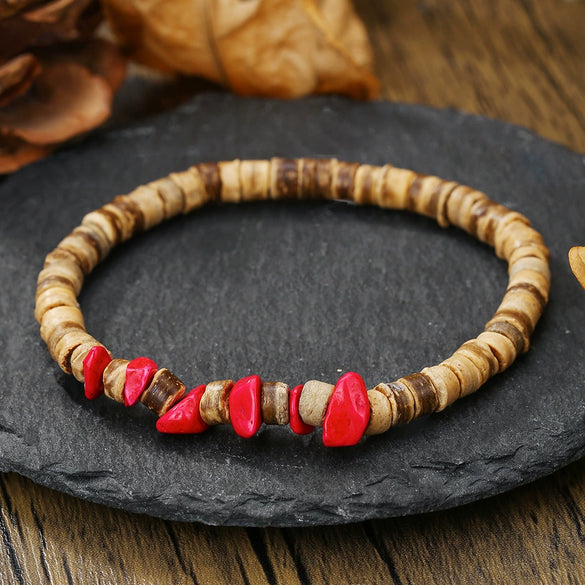 Wholesale Bracelet Coconut Shell Wood Chips Pine Stone Geometric Handmade Unisex