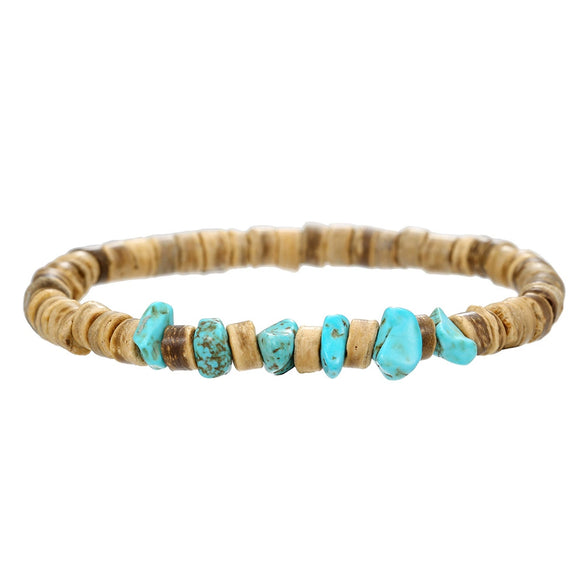 Wholesale Bracelet Coconut Shell Wood Chips Pine Stone Geometric Handmade Unisex
