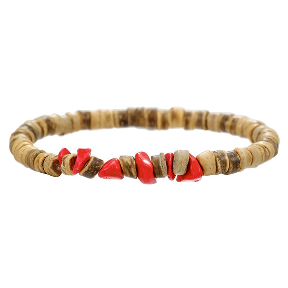 Wholesale Bracelet Coconut Shell Wood Chips Pine Stone Geometric Handmade Unisex