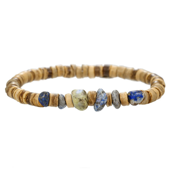 Wholesale Bracelet Coconut Shell Wood Chips Pine Stone Geometric Handmade Unisex