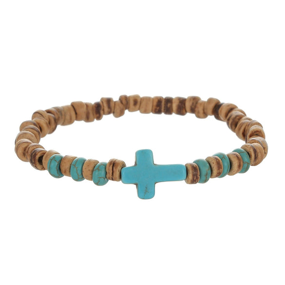 Wholesale Bracelet Coconut Shell Wood Slice Turquoise Geometric Handmade