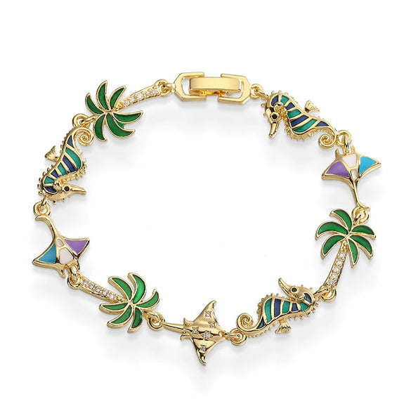 Wholesale Bracelet Copper Animal Zodiac Oil Dropping Coconut Shell Stitching For Women