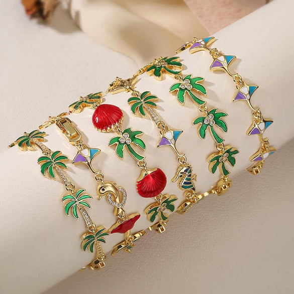 Wholesale Bracelet Copper Animal Zodiac Oil Dropping Coconut Shell Stitching For Women
