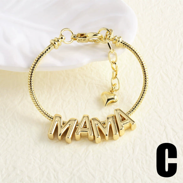 Wholesale Bracelet Copper Electroplated Letter Shaped Simple Style For Women