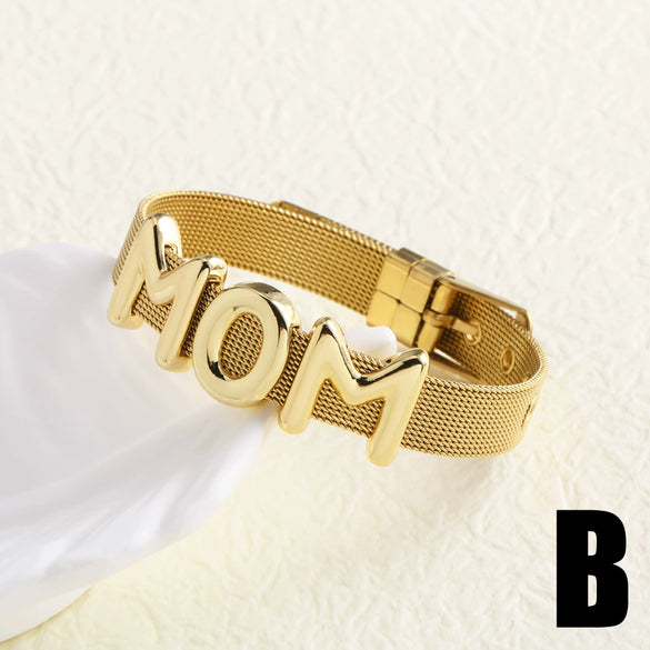 Wholesale Bracelet Copper Electroplated Letter Shaped Simple Style For Women