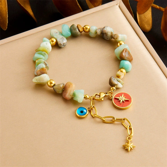 Wholesale Bracelet Copper Electroplating Heart Crown Baby Elephant Star Natural Stone Beaded