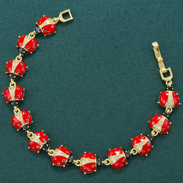 Wholesale Bracelet Copper Oil Dripping Animal Insect Ladybug Hiphop Style For Women