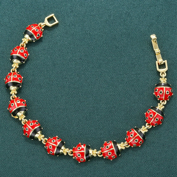 Wholesale Bracelet Copper Oil Dripping Animal Insect Ladybug Hiphop Style For Women