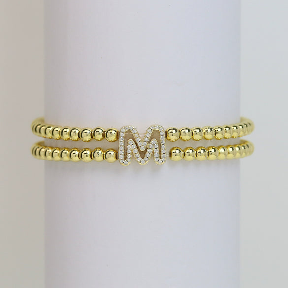 Wholesale Bracelet Copper Plated Gold Cute Letters Pattern Electroplating For Women