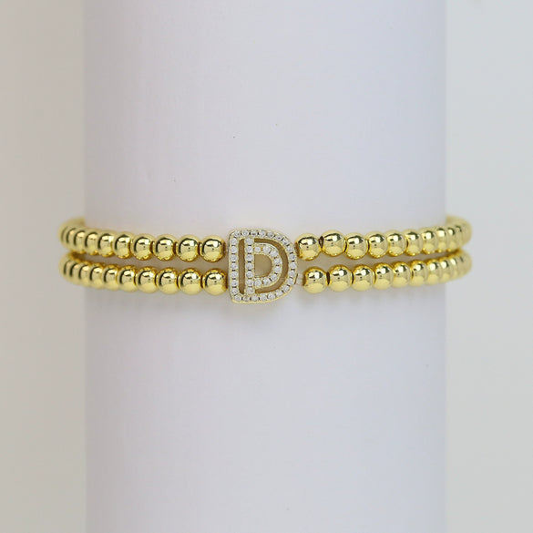 Wholesale Bracelet Copper Plated Gold Cute Letters Pattern Electroplating For Women