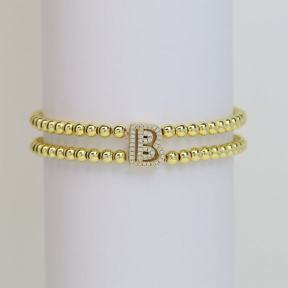 Wholesale Bracelet Copper Plated Gold Cute Letters Pattern Electroplating For Women