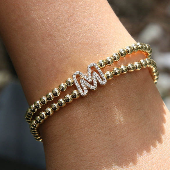 Wholesale Bracelet Copper Plated Gold Cute Letters Pattern Electroplating For Women