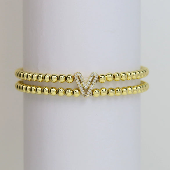 Wholesale Bracelet Copper Plated Gold Cute Letters Pattern Electroplating For Women