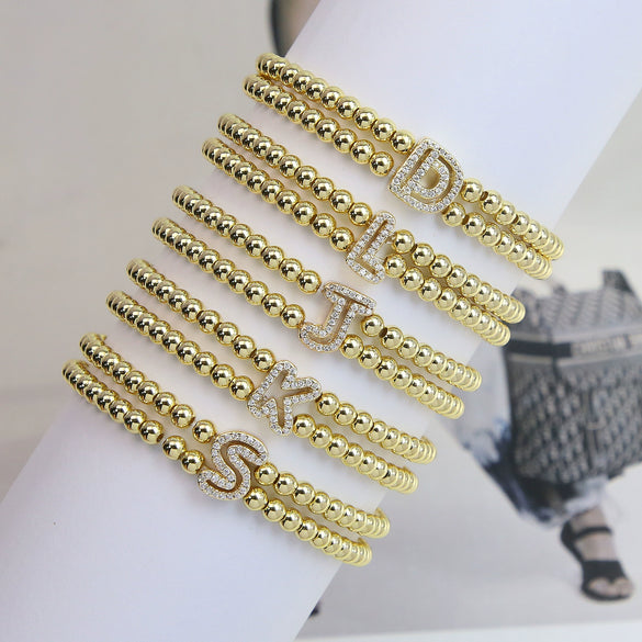 Wholesale Bracelet Copper Plated Gold Cute Letters Pattern Electroplating For Women