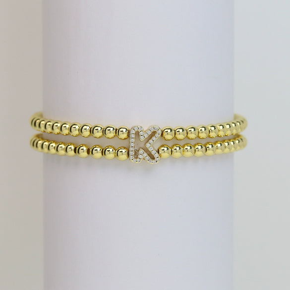 Wholesale Bracelet Copper Plated Gold Cute Letters Pattern Electroplating For Women