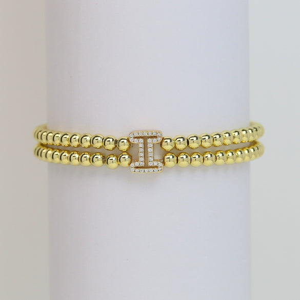 Wholesale Bracelet Copper Plated Gold Cute Letters Pattern Electroplating For Women