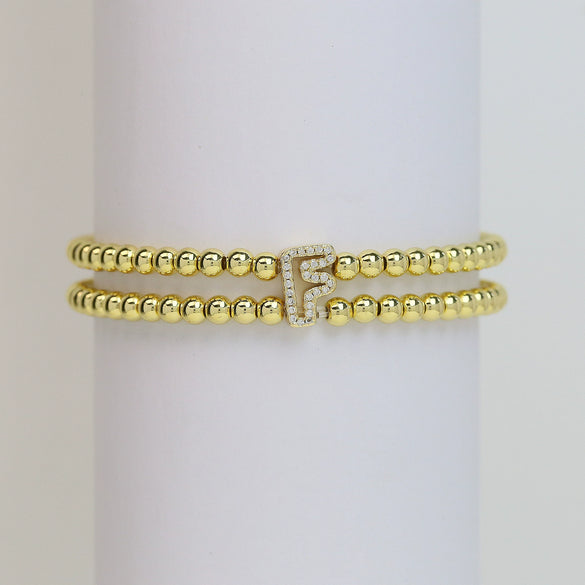 Wholesale Bracelet Copper Plated Gold Cute Letters Pattern Electroplating For Women
