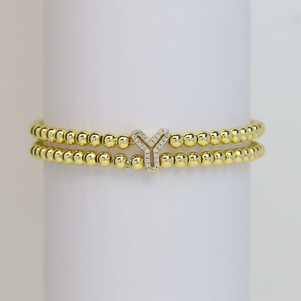 Wholesale Bracelet Copper Plated Gold Cute Letters Pattern Electroplating For Women
