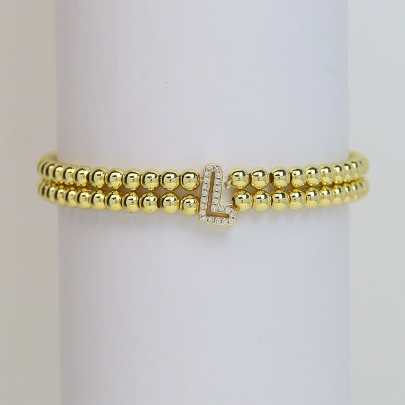 Wholesale Bracelet Copper Plated Gold Cute Letters Pattern Electroplating For Women