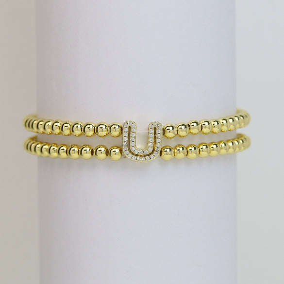 Wholesale Bracelet Copper Plated Gold Cute Letters Pattern Electroplating For Women