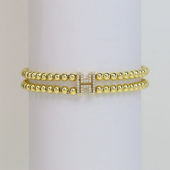 Wholesale Bracelet Copper Plated Gold Cute Letters Pattern Electroplating For Women