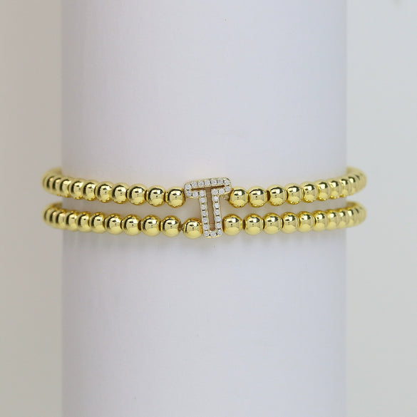 Wholesale Bracelet Copper Plated Gold Cute Letters Pattern Electroplating For Women