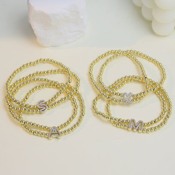 Wholesale Bracelet Copper Plated Gold Cute Letters Pattern Electroplating For Women