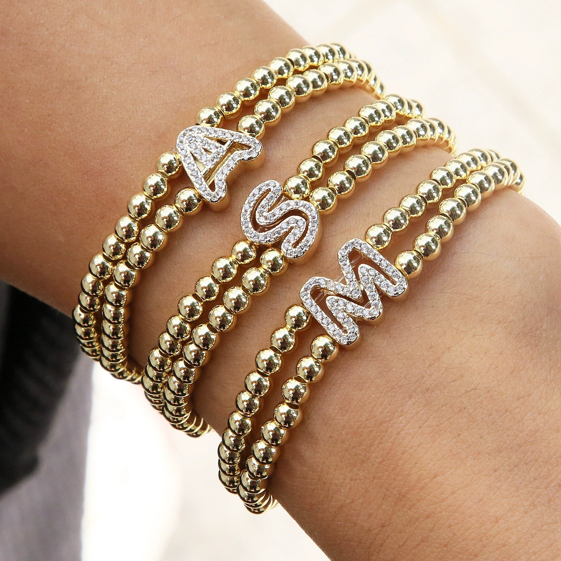 Wholesale Bracelet Copper Plated Gold Cute Letters Pattern ...