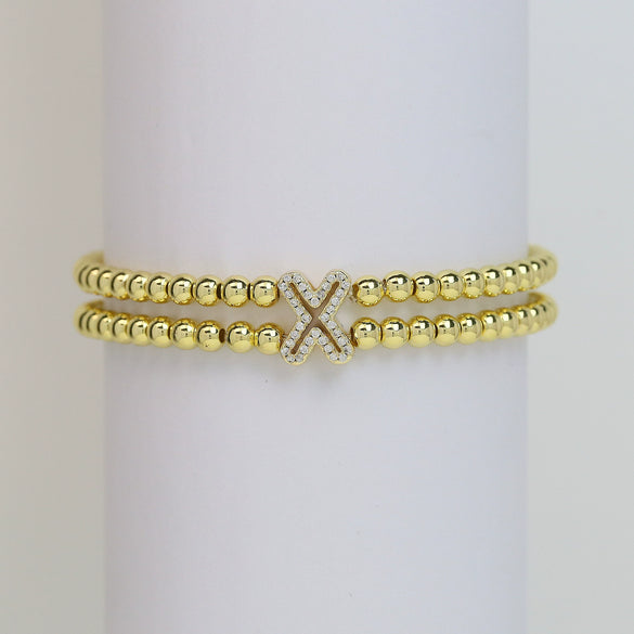Wholesale Bracelet Copper Plated Gold Cute Letters Pattern Electroplating For Women