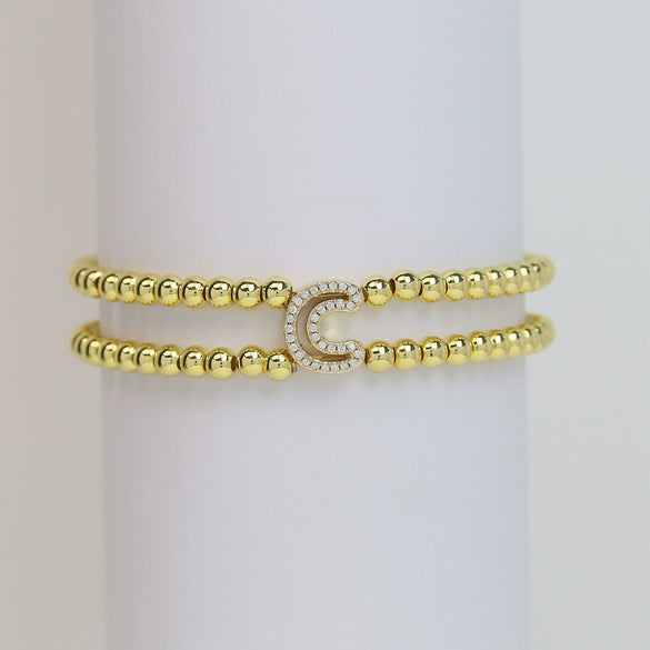 Wholesale Bracelet Copper Plated Gold Cute Letters Pattern Electroplating For Women