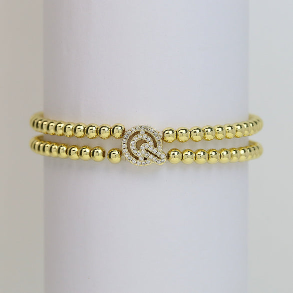 Wholesale Bracelet Copper Plated Gold Cute Letters Pattern Electroplating For Women