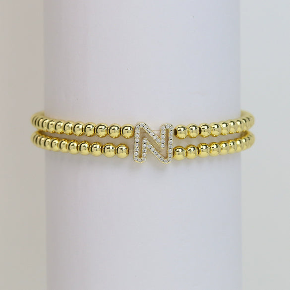 Wholesale Bracelet Copper Plated Gold Cute Letters Pattern Electroplating For Women