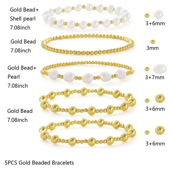 Wholesale Bracelet Copper Plated Pearl Gold Beaded Geometric Minimalist Style For Women