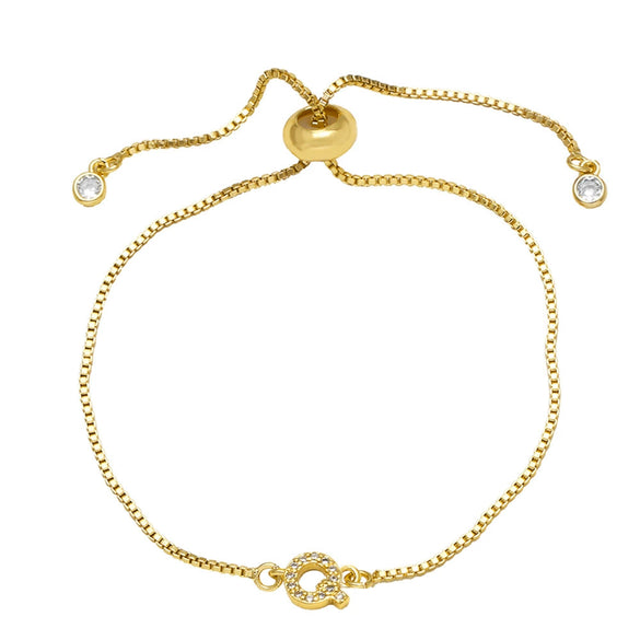 Wholesale Bracelet Copper Plated With Real Gold Full Of Zirconium English Letter Design