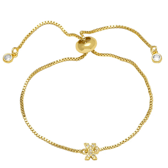 Wholesale Bracelet Copper Plated With Real Gold Full Of Zirconium English Letter Design