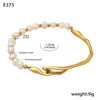 Wholesale Bracelet Freshwater Pearl Stainless Steel Geometric Style 18K Gold Plated