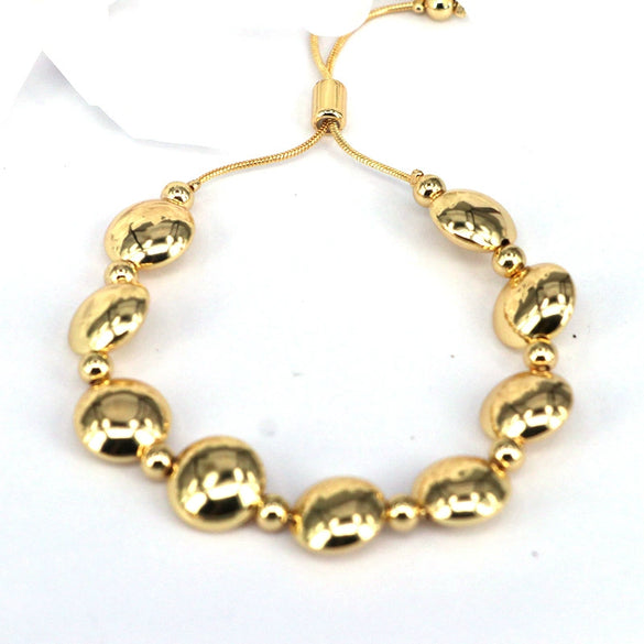 Wholesale Bracelet Gold Plated Copper Bead Geometric Style Woven Pearl Electroplated