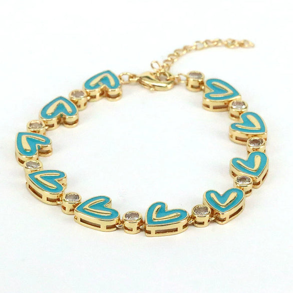 Wholesale Bracelet Gold Plated Copper Inlaid With Zircon Love Peach Heart Bohemian Style