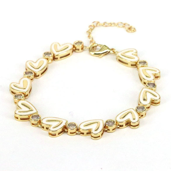 Wholesale Bracelet Gold Plated Copper Inlaid With Zircon Love Peach Heart Bohemian Style