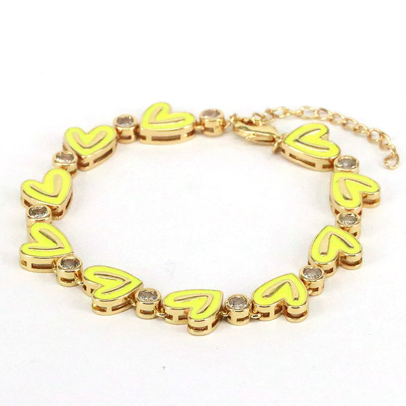 Wholesale Bracelet Gold Plated Copper Inlaid With Zircon Love Peach Heart Bohemian Style
