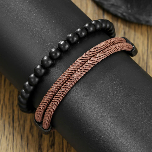 Wholesale Bracelet Milan Rope Black Magic Sand Geometric Handmade Unisex